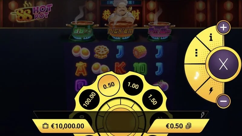 88 Hot Pot - ベット選択とスピンインターフェース